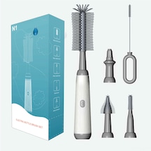 Geekyou N1 Gri Elektrikli Biberon Fırçası Seti: 2 Hızlı Temizleme, Çeşitli Fırça Uçlarıyla Biberon, Emzik Ve Pipetleri Güvenli Olarak Temizler