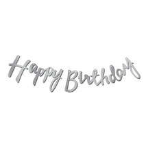 Kaligrafi Banner Gümüş Happy Birthday, 8979867897875675