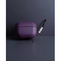 Apple AirPods Uyumlu 3 3.nesil 405 Deri Kılıf - Mor Altın 63475672