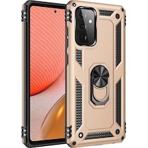 Newface - 497 - Samsung Galaxy Uyumlu A72 Kılıf Sofya Yüzüklü Silikon Kapak - Csmo-tex - - Gold