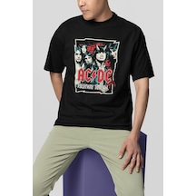 Müzik Grubu Rock Metal Highway To Hell Baskılı Unisex Tişört, Ove Siyah