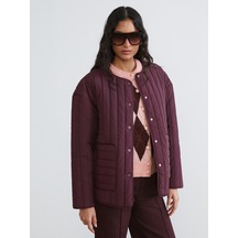 Lcw Modest Bordo Bisiklet Yaka Oversize Kadın Ceket