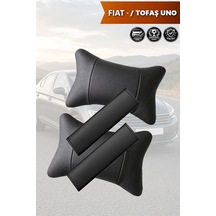 Fiat Tofas Uno Uyumlu Siyah Deri Yastık Set Deri Kemer Koruyucu Lüks