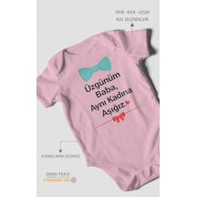 Morivokids Üzgünüm Baba Aynı Kadına Aşığız Kısa Kollu Bebek Body %100 Pamuk Koyu Pembe