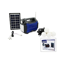 3ın1 - Solar 2in1 Sabit El Feneri - Radyo - Mp3 Bluetooth - Usb/ Tf Port - 4 Parça Ampul Kablolu - Powerbank 5570 Çok Renkli