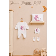 Pia Baby İsme Özel Kız Bebek Tulum %100 Pamuk Organik Baskılı İsimli Bebek Tulumu 35x45 Cm Yastık Kılıfı Bebek Seti 1068yt0x Krem