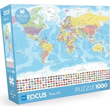Blue Focus World Map Dünya Haritası 1000 Parça Puzzle Bf430