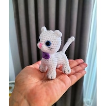 Amigurumi Sevimli Minik Beyaz Kedi Yavru Kedi Oyuncak