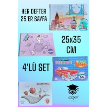 25x35 Telli Resim Defteri 25 Yaprak 4 'lü Set Çok Renkli