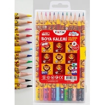 12 Li Kuru Boya Kalemi Plastik Kutu 1 Paket Fatih Taraftar Sarı Kırmızı 12 Renk Kuruboya Tam Boy Renkli Kalem Aslan Çok Renkli
