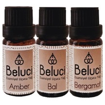 Amber + Bal + Bergamot Uçucu Buhurdanlık Yağı Oda Kokusu Aromaterapi Set 3 Ad 10 Ml