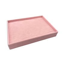 Yerli Üretim Süet Kumaş Pembe Renk 34/24 Cm Batırmalı Çekmeçe Içi Bileklik Kelepçe Tablası Çok Renkli