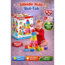 Silindir Kule Bultak Renkli Bebek Çocuk Oyuncak Eğitici Öğretici