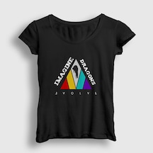 Presmono Kadın Evolve Imagine Dragons T-shirt Siyah
