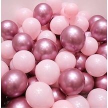 Krom Pembe ve Makaron Pastel Pembe Renk 15 Li Balon