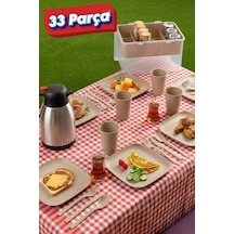 Evle 33 Parça Mega Piknik Seti Açık Kahverengi