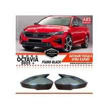 Skoda Octavia Mk4 Fl Makyajlı Sinyalli 2025 Sonrası Uyumlu Batman Yarasa Ayna Kapağı Piano Black Abs Plastik Sağ Sol Takım 00 Şüscaroto Aksesuar