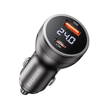Tr 100w Çift Port Araç Şarj Cihazı Type-c Usb Hızlı Şarj Dijital Voltaj Göstergeli