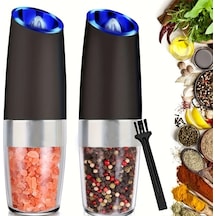 Dashanshop Siyah 2li Yerçekimi Elektrikli Tuz Ve Karabiber Değirmeni Seti, Led Işıklı Otomatik