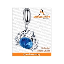 Sallantılı Yengeç Charm / Asafaccessory / Gümüş Kaplama Mavi