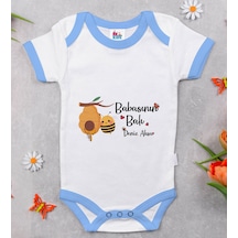 Bk Gift Bk Kids Kişiye Özel Mavi Bebek Body Zıbın - Model 13 12-18 Ay