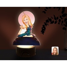 Kişiye Özel Kadın Yoga Karikatürlü Dekoratif 3D Biblo Led Işıklı (481496883)