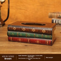 Xiyyadms Kahve Renkli Sanal Kitap Desenli Masaüstü Mendil Kutusu - Kafe Restoran Dekoratif Mendil Saklama Kutusu 4001b