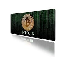 Matrix Bitcoin Oyun Gaming Klavye Mouse Pad Masa Matı 70x30cm Kaymaz Kauçuk Taban Dikişli Kenar