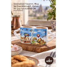 3 Adet Yöresel Porselen Kupa Bardak Geleneksel Tasarım, Mug Ve Cup Alternatifi, Kahve Ve Çay İçin 6,5x10 Cm