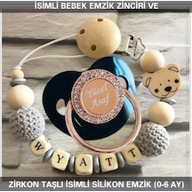 Sahi Aksesuar İsimli Emzik Zinciri Ve İsimli Silikon Emzik 0-6 Ay Bezyı468 Pembe