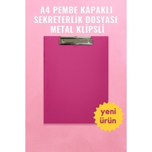 A4 Pembe Kapaklı Sekreterlik Dosyası Metal Klipsli