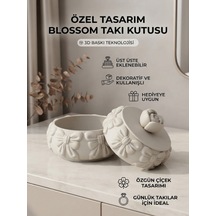 Özel Tasarım Blossom Takı Kutusu Ve Dekoratif Fiyonklu Saklama Kabı Beyaz