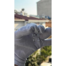 Kadın Gümüş Renk Prenses Kesim Zirkon Taşlı Sallantılı Küpe Gümüş