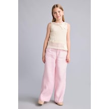 Defacto %100 Keten Wıde Leg Geniş Paça Pembe Pantolon Kız Çocuk H1900a826smpn440 Pembe-pn440