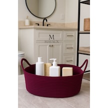 Hasır Jüt Dekoratif Sepet 20x30x50 Cm, Oyuncak, Çamaşır, Banyo, Mutfak Ve Düzenleyici Saklama Sepeti Mürdüm