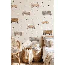 Çocuk Odası Duvar Sticker 191 Parça Araba Araç Ve Puantiye Temalı Duvar Çıkartması Çok Renkli