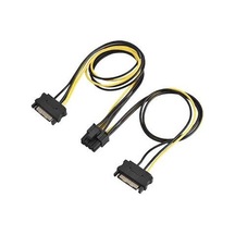 2x SATA to 6+2 Pin 8 Pin Ekran Kartı Güç Çevirici Dönüştürücü 18 AWG Kablo 20 CM