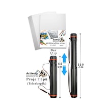 Proje Tüpü Dar 1 Adet 35x50 Cm Resim Kağıdı 25 Adet Bozuka Proje Tüpü Silindir Proje Tüpü