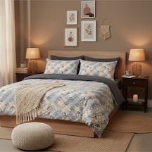 Mystory Home Lastikli Çarşaflı Çift Kişilik Nevresim Takımı Kırkyama Füme Füme
