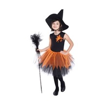 Masho Kids Siyah Şapkalı Süpürgeli Cadı Kostümü - Halloween Bayramı - Cadıla