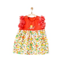 Andywawa Kız Bebek Çiçek Motifli Kolları Tüllü Elbise AC21835R