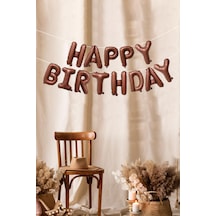 Çikolata Kahve Happy Birthday Harf Balonlar Retro Doğum Günü Balon Seti Retro Çikolata Kahve