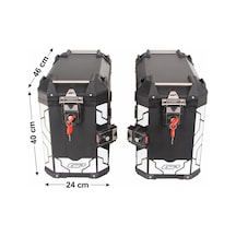 Gp Kompozit Universal 40 Lt X 2 Alüminyum Motosiklet Yan Çanta Seti Siyah