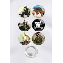 Gta San Andreas Video Oyun Bilgisayar Oyunu Çanta Süsü Rozet İğneli Buton Rozet Seti 6 Adet Çok Renkli