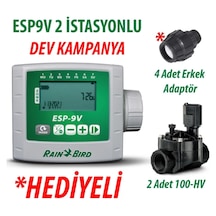 Rain Bird Esp9vı2 Pilli Kontrol Ünitesi 9v. 2 İstasyonlu Ve 2 Adet 100hv 9v. Vana Seti