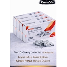 No:10 Gümüş Zımba Teli 5 Adet Set Dayanıklı, Pürüzsüz Çakım Ofis Zımba Teli