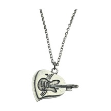 Gitar Nota Kalp Metal Kolye 60 Cm Zincir Unisex Müzik Temalı Takı Çok renkli