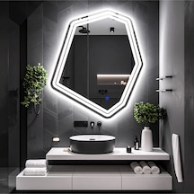 Domira Beyaz Led'li Lazer Kumlamalı Lavabo & Banyo Aynası Dokunmatik Sensörlü 90 X 76