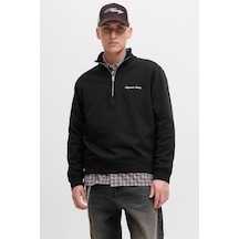 Jack & Jones Erkek Yarim Fermuarli Dik Yaka Sweatshirt - Norrebro Black