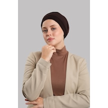Hürrem Bone Kahve Versa Kuyruklu Pratik Tesettür Bone Sandy Büzgülü 2515 14